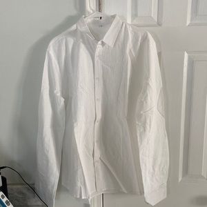 Men’s Large White Linen Button Up Shirt New Never Worn